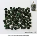 Green mini pine cones with gold glitter for DIY Christmas wreath decor, 140g pack - Green Small Pine Cone / 140g/Pack / Green