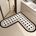 L-shaped non-slip bathroom mat with black and white geometric patterns for corners - L-shaped Heart Design - L / 60*60cm [standard Diatomaceous Earth Wall]