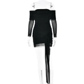 Vestito nero sexy a spalle scoperte con maniche lunghe in mesh e design a pieghe - S / Nero