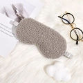 Gray plush sherpa sleep mask with silk elastic strap for comfortable light blocking - Gray