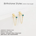 Long tassel earrings in gold-plated stainless steel featuring blue aquamarine stones - December Lake Blue - Gold