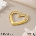 Golden heart-shaped jewelry pendant with white rhinestones, size 40x36mm, 14g weight - Rhinestone Inlaid Heart Accessory (KLJ5868-Z)