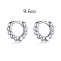 Minimalist S925 sterling silver geometric hoop earrings with 9.6mm polished silver beads - 9.6mm / Silver