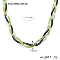 Three-strand braided titanium steel flat snake chain necklace in silver, green, and black - Black/Silver/Green Mixed Necklace