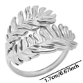 Detalle del anillo de hoja plateada con texturas de plumas y diámetro de 1,7 cm - Color Acero