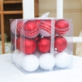 Red and white Christmas ornament set with glitter snowflake balls in a transparent box - Red Series 8cm-27 Balls