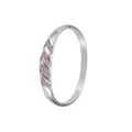 Silver stainless steel open bangle with pink zircon stones and dimension labels - Silver Pink Zircon Chevron Bangle