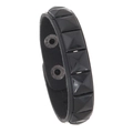 Bracciale punk multistrato da uomo in ecopelle con borchie a piramide e chiusura a scatto - Stile Piramide Nera