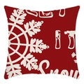 Red Christmas pillow cover with white snowflake pattern and stylized seasonal typography - Red Snowflake Style 26