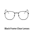 Classic black square full-rim sunglasses with clear lenses and slim metal frame - Black Frame Clear Lenses