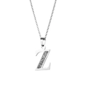 Dettaglio della collana con ciondolo lettera Z d'argento con strass scintillanti - Lettera Z