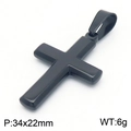 Polished black stainless steel cross pendant necklace with 34x22mm dimensions - Style B (KP130583-HR)
