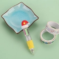 Mini multi-color ballpoint pen with Christmas hat topper and yellow rubber grip - Christmas Series 9-Hat