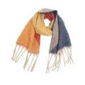 Détail des franges épaisses et de la texture en maille multicolore de l'écharpe d'hiver - 01# Orange