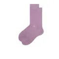 Lavendelviolette Baumwoll-Stricksocken in Wadenlänge mit Rippbündchen für Damen und Herren - Lobelienviolett