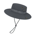 Dark gray boonie hat for hiking with wide sun protection brim and adjustable chin strap - Grey