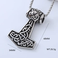 Hip hop style stainless steel Thor hammer pendant in antique silver with size dimensions - Steel Texture Mjolnir (Style 5)