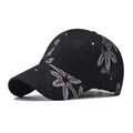 Berretto da baseball nero classico con elegante pizzo floreale e visiera curva da donna - Regolabile / Nero