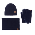 Set invernale blu navy che include berretto in maglia, guanti touch e scaldacollo caldo - Set da 3 Pezzi Blu Marino