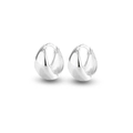 S925 sterling silver minimalist water drop earrings with highly polished metallic finish - Platinum Color