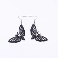 Gothic acrylic earrings featuring black butterfly wings and a white skull pendant - Black Skull Moth