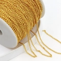 Roll of 18K gold plated brass O-chain for DIY jewelry making on white spool - 2mm O-Chain / Thick Silver