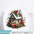 Christmas toilet lid sticker featuring snow house, winter birds, and berries, 27.5x27cm - Auspicious Bird Nest - Style 04