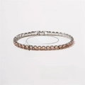 Silver tennis bracelet with 4mm amber zircon stones and 17cm length specification - 17cm / Rhodium Plated Champagne