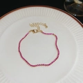 Bracelet doré élégant avec pierres de zircon rose et fermoir mousqueton réglable - Pierres Rondes Roses en Pavé (24#) / Or-Rouge Rose (24#)
