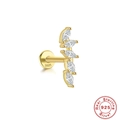 S925 sterling silver dragonfly stud earring with marquise-cut white zircons in gold finish - #12 Gold - Curved Marquise Cluster Style