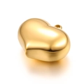 Ciondolo a cuore 3D lucido in finitura dorata brillante per la creazione di gioielli - 18.5mmx25mm / Oro