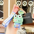 Stress relief crocodile silicone keychain with Blink Eyes wrist strap and gold ring - Stress Relief Pop-Eye Dinosaur / Blue