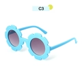 Sky blue sunflower shaped children's sunglasses with gradient lenses on a white background - Sky Blue