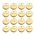 Set of 16 circular gold stainless steel charms with S.steel engraving in 4x4 grid - Gold Color Engraved 8mm