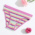 Rainbow striped cotton panties with purple ribbed trim and soft breathable texture - S (30) / Multicolor
