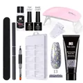 Complete nail extension kit with 15ml glitter gel, LED lamp, base and top coat Set 13 - 9-Piece Set 13-Sequins