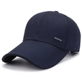 Dunkelblaue Baseballkappe mit langem Schirm, Köpergewebe und Sport-Metalllogo - Verstellbar / Marineblau
