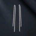 Sparkling silver long fringe tassel earrings with multi-layer rhinestones for women - Rhinestone Long Earrings