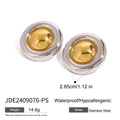 Zweifarbige Ohrringe aus Edelstahl in Gold und Silber mit Größenangaben und Maßen - Gold Silber Zweifarbiger runder Plattenstil (JDE2409076-PS)
