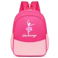 Pink ballet dance backpack for girls featuring a dancing girl silhouette and star zippers - Dancer Style Rose Red & Pink