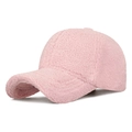 Winter warm baseball cap in soft pink fleece with a fuzzy texture and curved brim - Adjustable / Pink