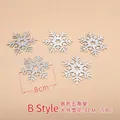 Set of five silver glitter snowflake ornaments with 8cm diameter for Christmas trees - Style B Silver Snowflake (8cm/5 Pcs)