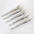 5er-Set silberne geometrische Entenschnabel-Haarklammern aus Metall mit Luftlöchern - Silber Große Größe (Set)