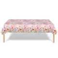 Rectangular pink butterfly and floral themed disposable PE tablecloth for birthday parties - Large - Spring Butterfly Floral Style