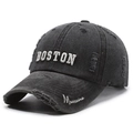 Vintage Baseballkappe im Distressed-Look mit Boston-Stickerei und verwaschenem Stoff - Verstellbar / Schwarz