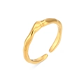 Unregelmäßiger goldener Wellen-Bambus-Ring aus poliertem Edelstahl in offener Form - Gold Unregelmäßiger Offener Bambus-Gelenkring