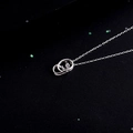 925 silver necklace featuring an abstract ring pendant with a sparkling zircon inlay - Style G Alphabet (NS869)