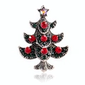 Vintage silver Christmas tree brooch with colorful rhinestones and crystal star - BR1337 Antique Silver Multicolor Tree