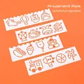 Set mit 4 weißen Kunststoff-Zeichenschablonen Motiv Freizeitpark für DIY Scrapbooking - Freizeitpark