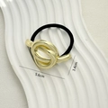 Minimalist gold knot metal hair tie with black elastic band, size 5.6cm by 3.4cm - Gold Knot